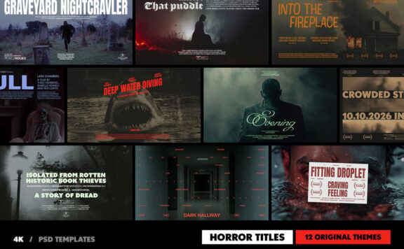 恐怖电影标题网站广告系列样机 (PSD)