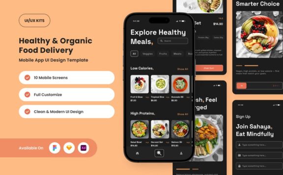 饮食计划应用APP UI KIT (FIG,SKETCH,XD)