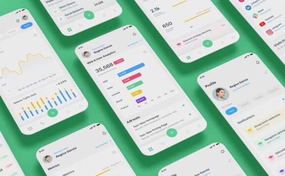 网络和用户分析，数据在线流量，SEO应用APP UI KIT (FIG,SVG)