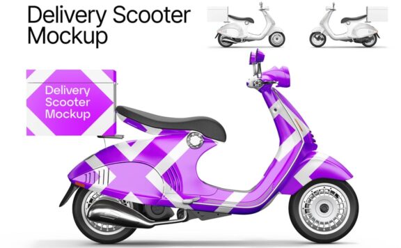 送货踏板车电瓶车电动车模型样机 (PSD)