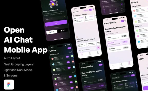 现代打开AI聊天移动应用APP UI KIT (FIG)