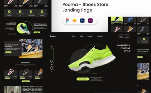 鞋店着陆页UI套件网页UI模板 (FIG,PSD,SKETCH,XD)