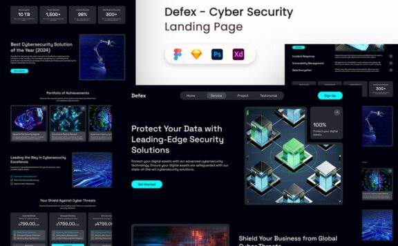 网络安全着陆页UI套件网页UI模板 (FIG,SKETCH,PSD,XD)