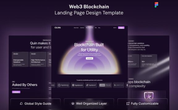 Web3区块链深色未来派着陆页网页UI模板 (FIG)
