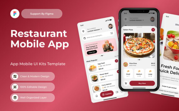 餐厅点评移动应用APP UI KIT (FIG)