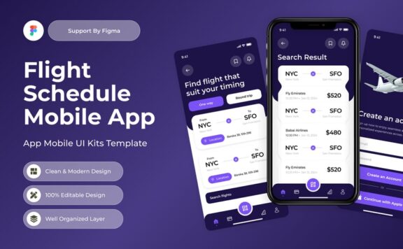 飞行计划航班计划移动应用APP UI KIT (FIG)