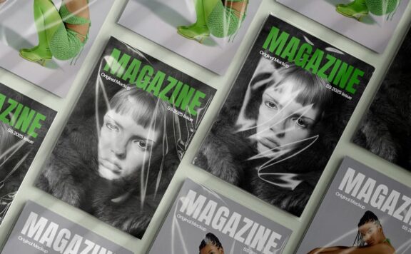 塑料袖A4杂志模型样机 (PSD)