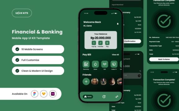 优雅的银行和金融应用APP UI KIT (FIG,SKETCH,XD)