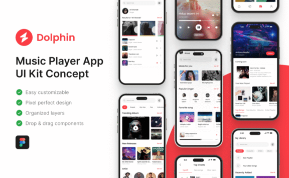 音乐播放器应用APP UI KIT (FIG)
