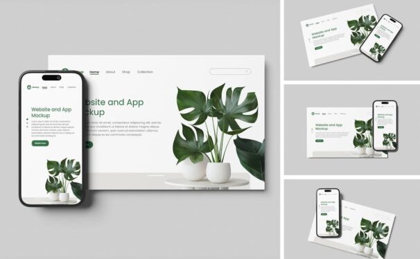 网站和应用样机 (PSD,PDF)