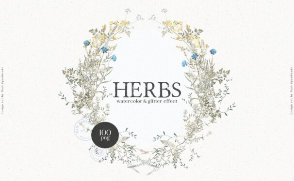 植物和闪光效果 (PNG)