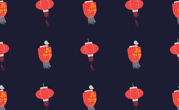 红色灯笼元素新年图案素材[eps]