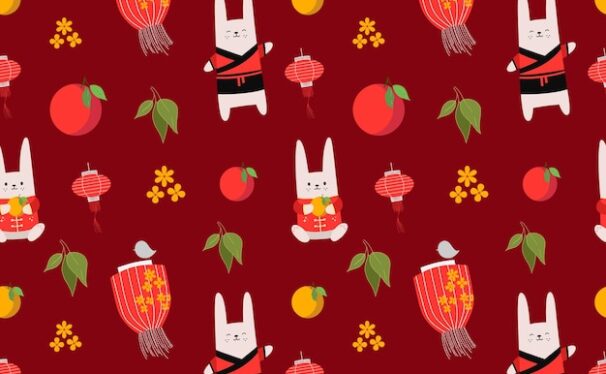 兔年新年元素装饰图案矢量素材[eps]