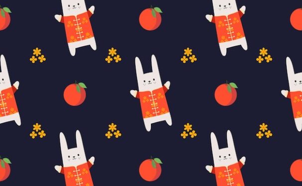 新年兔年矢量装饰动物无缝图案[eps]