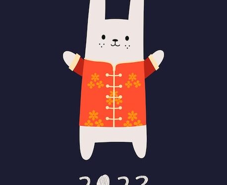 2023年喜庆兔年卡通动物海报设计素材[eps]