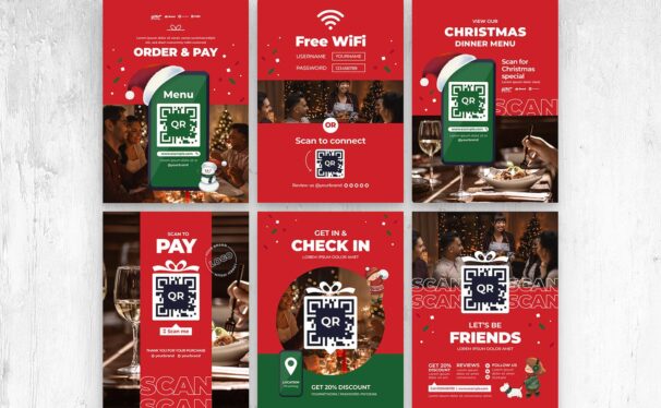 时尚高端多用途的新年圣诞节宣传单朋友圈海报设计模板-AI, EPS, PSD