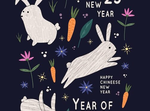 2023年新年兔年海报设计模板[eps]