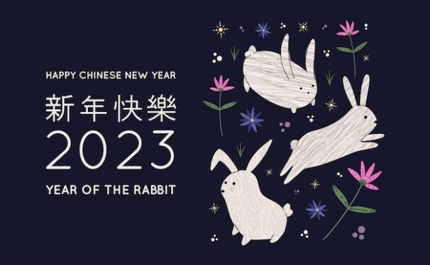 2023新年快乐兔子Banner横幅设计模板[eps]