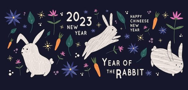 2023年兔年新年横幅Banner设计素材[eps]