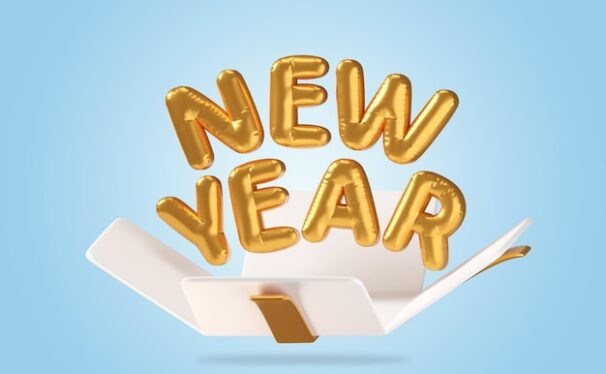 金箔气球新年3D插画素材[psd]