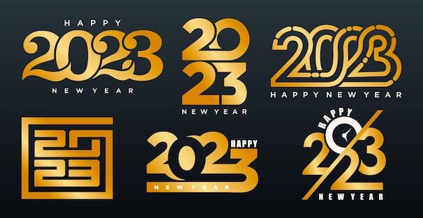 豪华金色2023年新年快乐素材[eps]