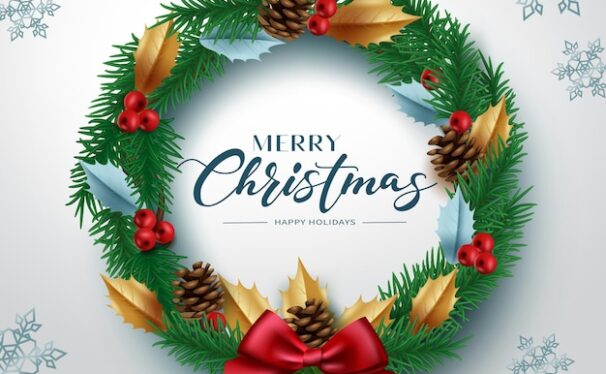 冬季元素圣诞花环矢量设计模板[eps]