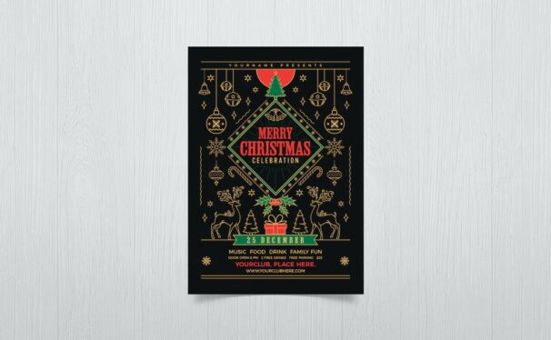 圣诞晚会派对海报传单模板 (PSD)