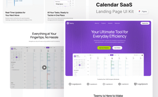 日历SaaS着陆页网页模板 (FIG)