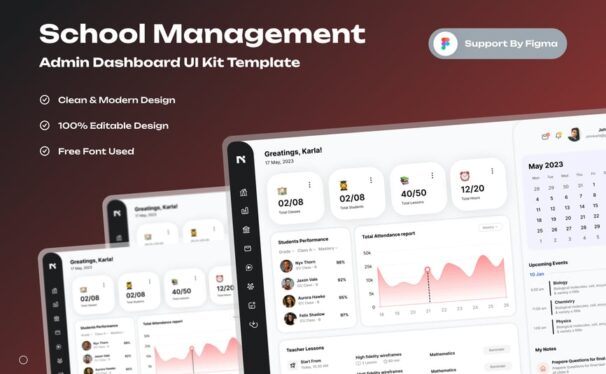 学校管理管理仪表板网页模板 (FIG)