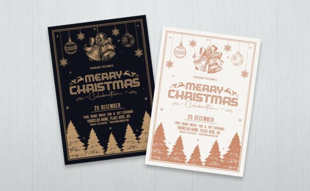 圣诞晚会邀请传单海报模板 (PSD)