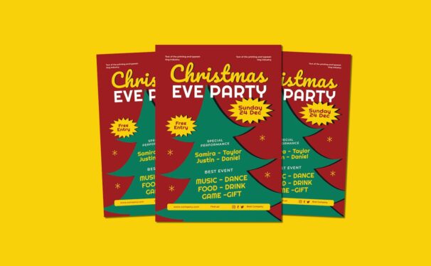 圣诞平安夜派对传单海报 (PSD)
