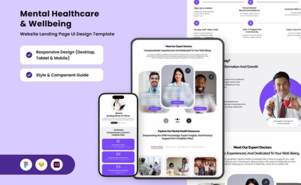 心理健康设计网页模板 (FIG,SKETCH,XD)