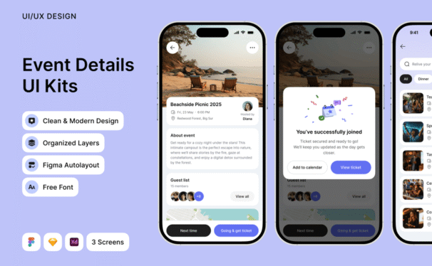 活动详细信息APP UI KIT (FIG,SKETCH,XD)