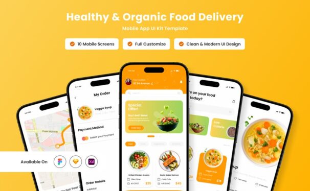有机杂货应用APP UI KIT (FIG,SKETCH,XD)