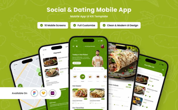 基于植物的送货应用APP UI KIT (FIG,SKETCH,XD)