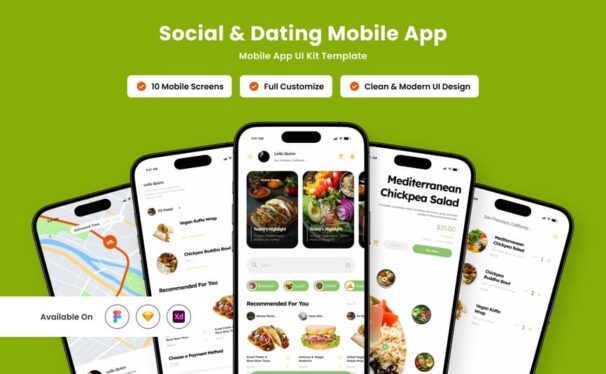 食品交付应用APP UI KIT (FIG,SKETCH,XD)