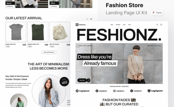 时装商店着陆页网页模板 (FIG)