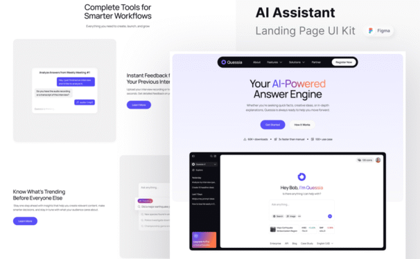 AI助理问题着陆页网页模板 (FIG)