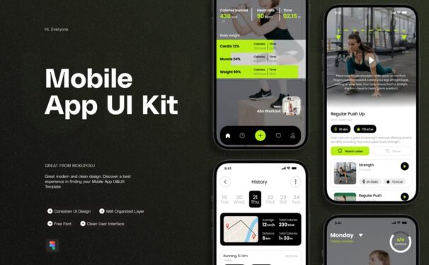 运动追踪器 – 移动应用APP UI KIT (FIG)