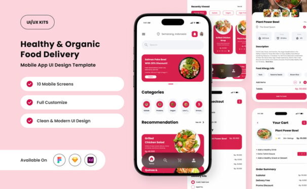 食品交付应用设计模板 (FIG,SKETCH,XD)
