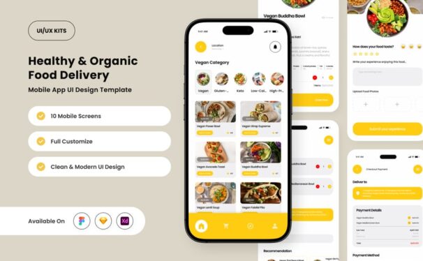 智能健康食品应用APP UI KIT (FIG,SKETCH,XD)
