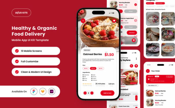 健康食品应用APP UI KIT (FIG,SKETCH,XD)