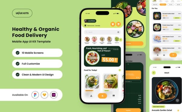 绿色生活食品应用APP UI KIT (FIG,SKETCH,XD)