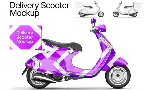 送货踏板车电瓶车电动车模型样机 (PSD)