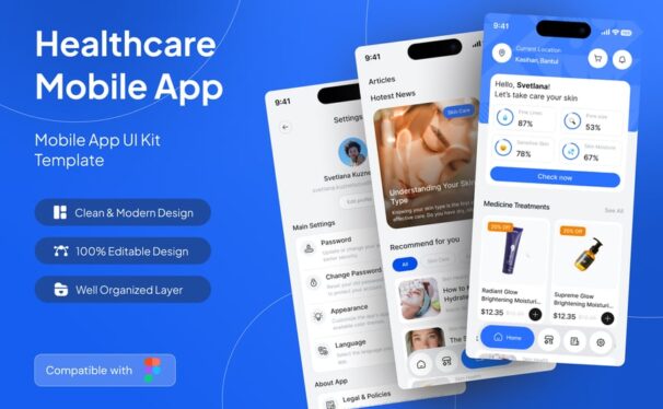 现代医疗保健移动应用APP UI KIT (FIG)