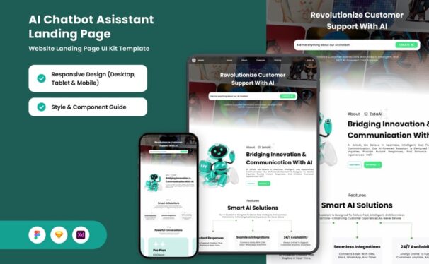 AI聊天机器人助理着陆 (FIG,SKETCH,XD)