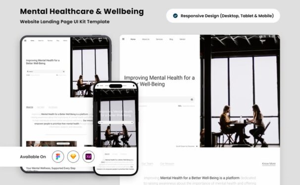 健康着陆页UI设计模板 (FIG,SKETCH,XD)