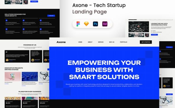 技术启动着陆页UI套件网页UI模板 (FIG,PSD,SKETCH,XD)