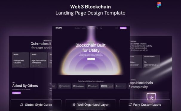 Web3区块链深色未来派着陆页网页UI模板 (FIG)