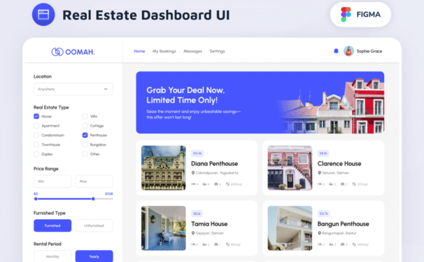 房地产仪表板UI模板 (FIG)